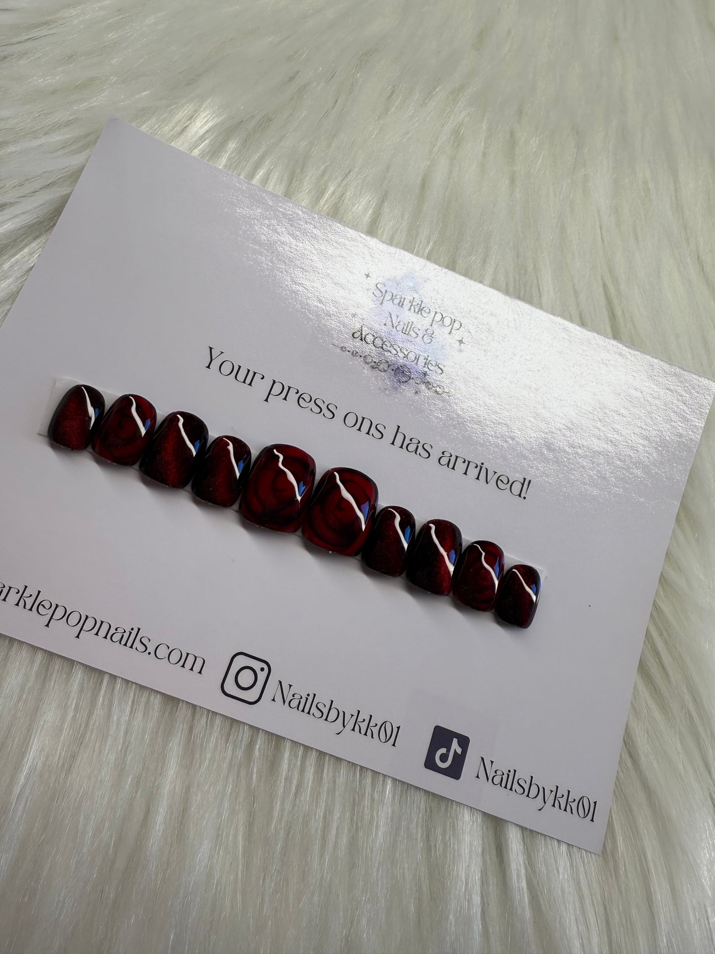 Rose glass effect cat eye nails (20 piece)